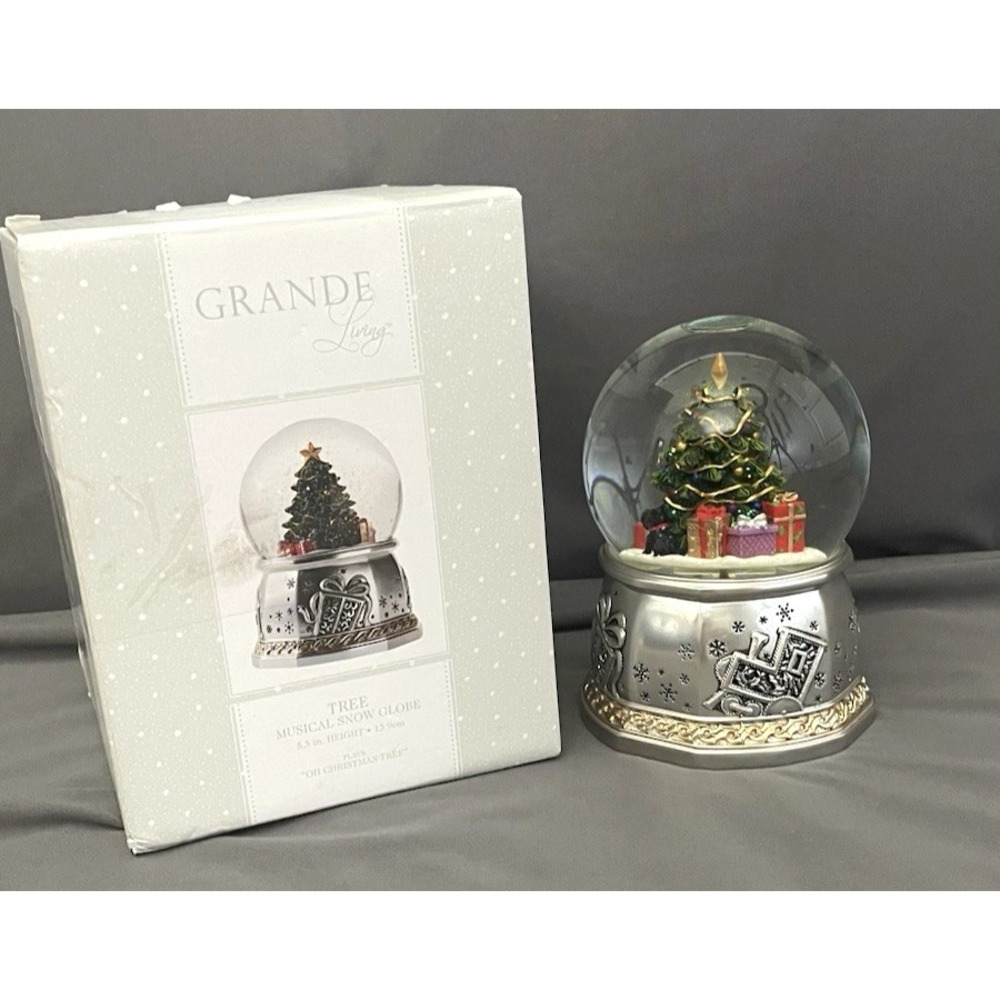 Grande Living Tree Musical Snow Globe Christmas Holiday Decor, Oh Christmas Tree